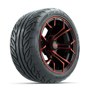 GTW Spyder Red/Black 14 in Wheels with 225/40-R14 Fusion GTR Street Tires   Full Set - Image 2