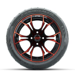 GTW Spyder Red/Black 14 in Wheels with 225/40-R14 Fusion GTR Street Tires   Full Set - Image 3