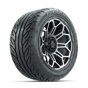 GTW Bravo Machined/Matte Grey 14 in Wheels with 225/40-R14 Fusion GTR Street Tires   Full Set - Image 1