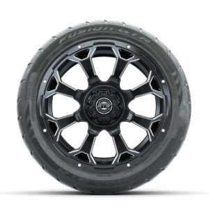 GTW Raven Off-Road Matte Black/Ball Milled 14 in Wheels with 225/40-R14 Fusion GTR Street Tires   Full Set - Image 2