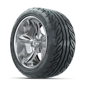GTW Godfather Chrome 14 in Wheels with 225/40-R14 Fusion GTR Street Tires   Full Set - Image 2