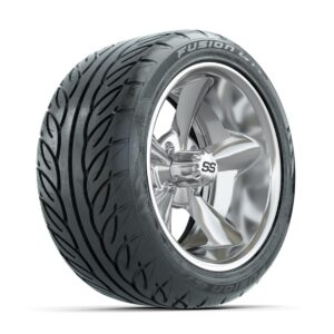 GTW Godfather Chrome 14 in Wheels with 225/40-R14 Fusion GTR Street Tires   Full Set - Image 3