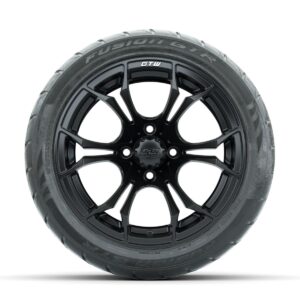 GTW Spyder Matte Black 14 in Wheels with 225/40-R14 Fusion GTR Street Tires   Full Set - Image 3