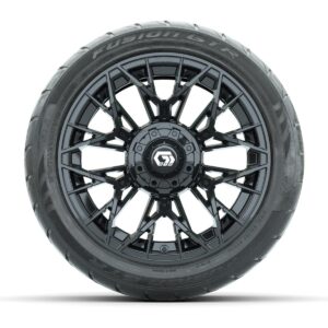 GTW Stellar Matte Black 14 in Wheels with 225/40-R14 Fusion GTR Street Tires   Full Set - Image 2