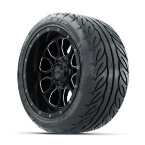GTW Volt Machined/Black 14 in Wheels with 225/40-R14 Fusion GTR Street Tires   Full Set - Image 2