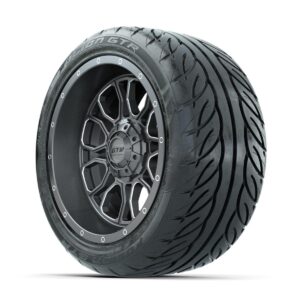 GTW Volt Gunmetal/Machined 14 in Wheels with 225/40-R14 Fusion GTR Street Tires   Full Set - Image 3