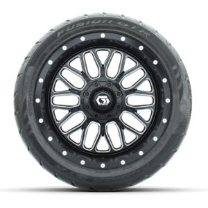GTW Helix Machined/Black 14 in Wheels with 225/40-R14 Fusion GTR Street Tires Full Set - Image 3
