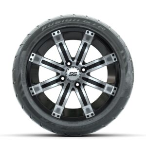 GTW Tempest Machined/Black 14 in Wheels with 225/40-R14 Fusion GTR Street Tires   Full Set - Image 2