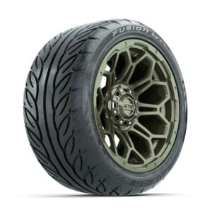 GTW Bravo Matte Recon Green 14 in Wheels with 225/40-R14 Fusion GTR Street Tires   Full Set - Image 1
