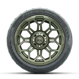 GTW Bravo Matte Recon Green 14 in Wheels with 225/40-R14 Fusion GTR Street Tires   Full Set - Image 2