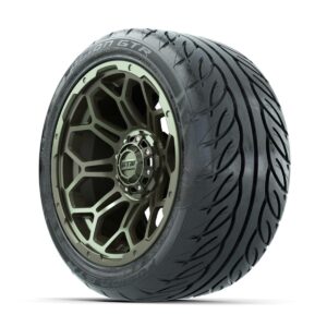 GTW Bravo Matte Recon Green 14 in Wheels with 225/40-R14 Fusion GTR Street Tires   Full Set - Image 3