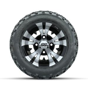 GTW Vampire Machined/Black 10 in Wheels with 18x9.50-10 Rogue All Terrain Tires Full Set - Image 2