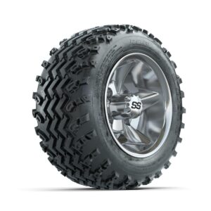 GTW Godfather Chrome 10 in Wheels with 18x9.50-10 Rogue All Terrain Tires   Full Set - Image 2