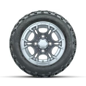 GTW Spyder Silver 10 in Wheels with 18x9.50-10 Rogue All Terrain Tires   Full Set - Image 3