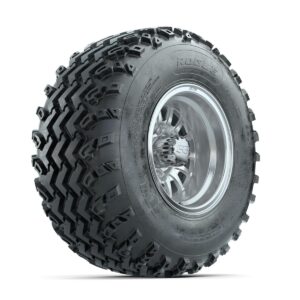 GTW Medusa Machined/Silver 10 in Wheels with 22x11.00-10 Rogue All Terrain Tires   Full Set - Image 2