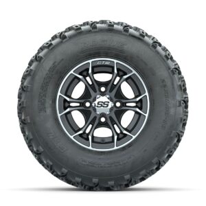 GTW Spyder Machined/Matte Grey 10 in Wheels with 22x11.00-10 Rogue All Terrain Tires   Full Set - Image 3