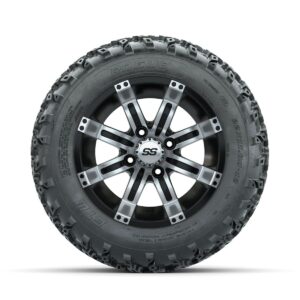 GTW Tempest Machined/Black 12 in Wheels with 22x11.00-12 Rogue All Terrain Tires Full Set - Image 2