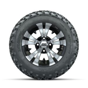 GTW Vampire Machined/Black 12 in Wheels with 22x11.00-12 Rogue All Terrain Tires Full Set - Image 2