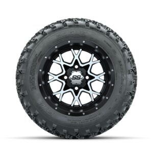 GTW Vortex Machined/Matte Black 12 in Wheels with 22x11.00-12 Rogue All Terrain Tires   Full Set - Image 3