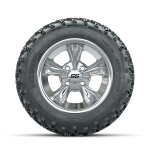 GTW Godfather Chrome 12 in Wheels with 22x11.00-12 Rogue All Terrain Tires   Full Set - Image 2