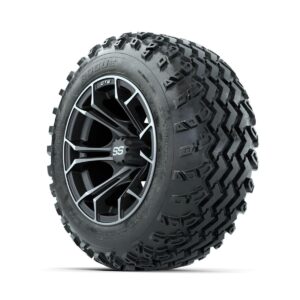 GTW Spyder Machined/Grey 12 in Wheels with 22x11.00-12 Rogue All Terrain Tires Full Set - Image 2