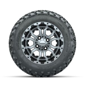 GTW Omega Machined/Black 12 in Wheels with 22x11.00-12 Rogue All Terrain Tires Full Set - Image 2