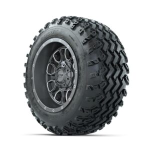 GTW Volt Gunmetal/Machined 12 in Wheels with 22x11.00-12 Rogue All Terrain Tires   Full Set - Image 2