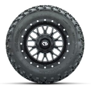 GTW Helix Machined/Black 12 in Wheels with 22x11.00-12 Rogue All Terrain Tires   Full Set - Image 2