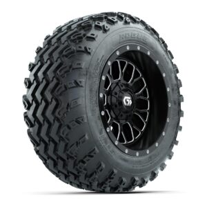 GTW Helix Machined/Black 12 in Wheels with 22x11.00-12 Rogue All Terrain Tires   Full Set - Image 3