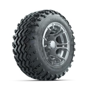 GTW Spyder Silver 12 in Wheels with 22x11.00-12 Rogue All Terrain Tires   Full Set - Image 2