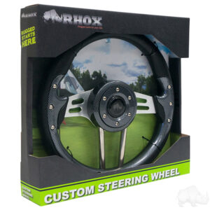 RHOX Steering Wheel, Aviator 4 Carbon Fiber Grip/Brushed Aluminum Spokes 13" Diameter - Image 2