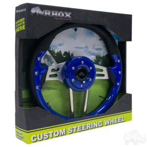 RHOX Steering Wheel, Aviator 4 Blue Grip/Brushed Aluminum Spokes 13" Diameter - Image 2