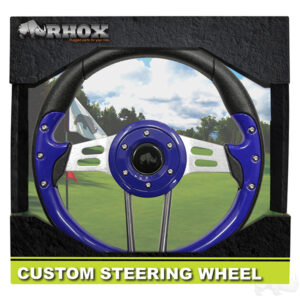 RHOX Steering Wheel, Aviator 4 Blue Grip/Brushed Aluminum Spokes 13" Diameter - Image 4
