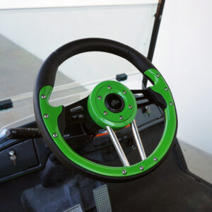 RHOX Steering Wheel, Aviator 4 Lime Green Grip/Black Spokes 13" Diameter - Image 2