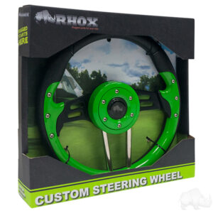 RHOX Steering Wheel, Aviator 4 Lime Green Grip/Black Spokes 13" Diameter - Image 4
