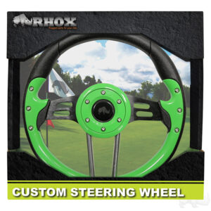 RHOX Steering Wheel, Aviator 4 Lime Green Grip/Black Spokes 13" Diameter - Image 6