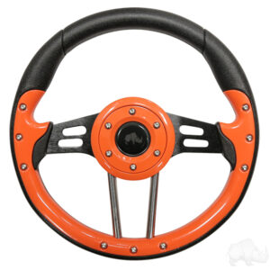 RHOX Aviator 4 Orange Grip Golf Cart Steering Wheel