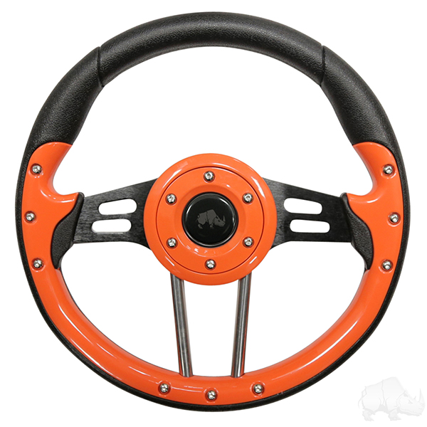 RHOX Aviator 4 Orange Grip Golf Cart Steering Wheel