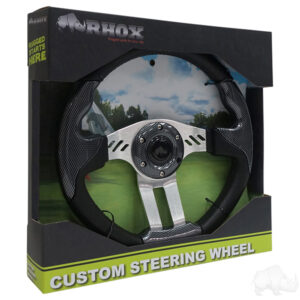 RHOX Steering Wheel, Aviator 5 Carbon Fiber Grip/Brushed Aluminum Spokes 13" Diameter - Image 2