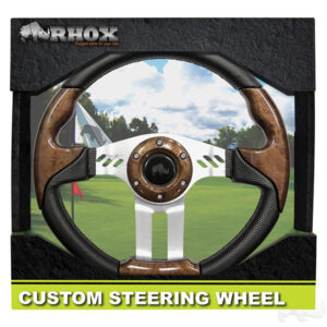 RHOX Aviator 5 Steering Wheel – Woodgrain Grip / Brushed Aluminum Spokes (13″ Diameter) - Image 5