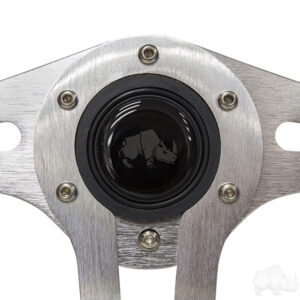 RHOX Steering Wheel, Challenger Black Grip/Brushed Aluminum Spokes 13" Diameter - Image 10