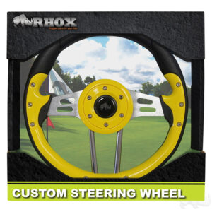 RHOX Steering Wheel, Aviator 4 Yellow Grip/Brushed Aluminum Spokes, 13" Diameter - Image 8