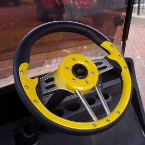 RHOX Steering Wheel, Aviator 4 Yellow Grip/Brushed Aluminum Spokes, 13" Diameter - Image 9