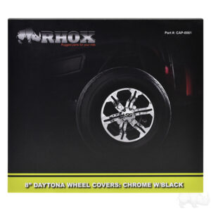 Wheel Cover, SET OF 4, 8" Daytona Chrome with Black - Image 2