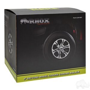Wheel Cover, SET OF 4, 8" Daytona Chrome with Black - Image 3