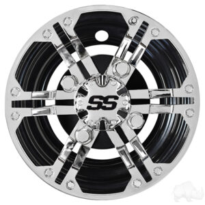 Wheel Cover, SET OF 4, 8" Daytona Chrome with Black - Image 4