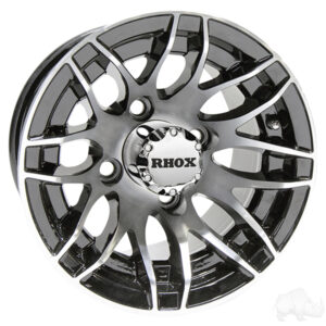 RHOX RX175 Machined Black 10×7 ET -25 Golf Cart Rims