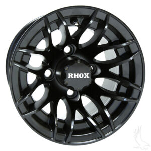 RHOX RX175 Gloss Black10×7 ET -25–Golf Cart Rims