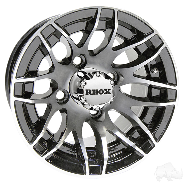 RHOX RX175 Machined Black 10×7 ET -25 Golf Cart Rims