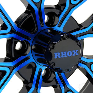 RHOX RX281Gloss Black with Blue, 14×7 ET-25- Golf Cart Rims - Image 2